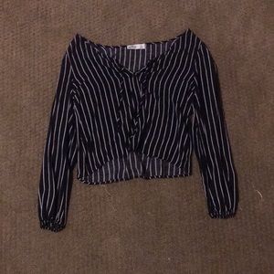 Hollister Red White and Blue Striped Shirt Size S